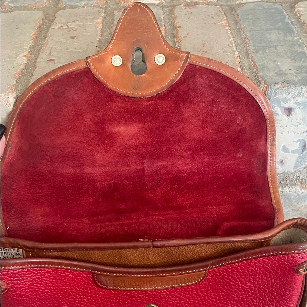 Vintage Dooney & Bourke AWL Calvary Red and Brown Crossbody Bag - Picture 7 of 9